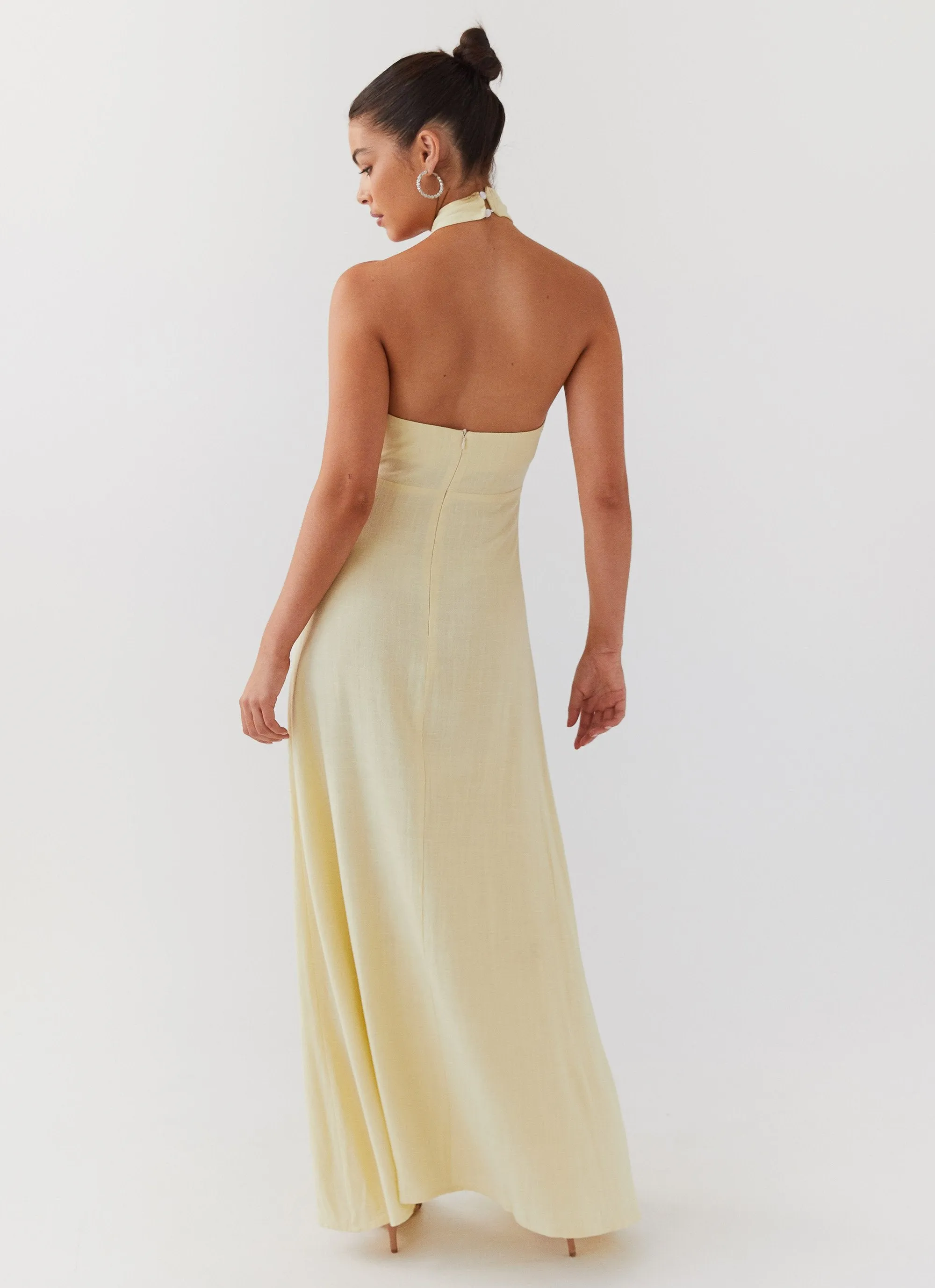 Sustainable Dye Process Ethical production Adrienne Linen Maxi Dress - Lemon