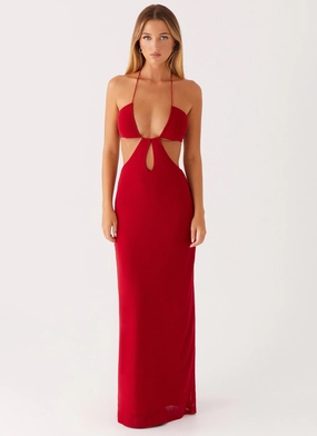 Affordable Attire Hallie Maxi Dress - Red Full Coverage Hallie Maxi Dress - Red