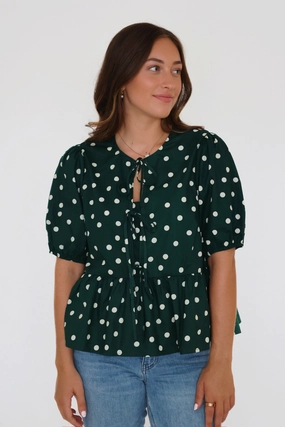 Agner Polka Dot Top Contrast Stitching Agner Polka Dot Top AntiPill Texture Airflow Mesh Insert