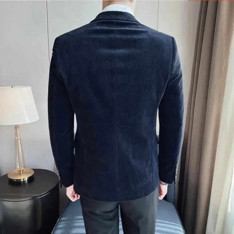 Aidase Men Spring High Quality Business Blazers/Male Slim Fit Corduroy Fashion Suit Jackets/Man leisure Tuxedo Plus Size S-4XL