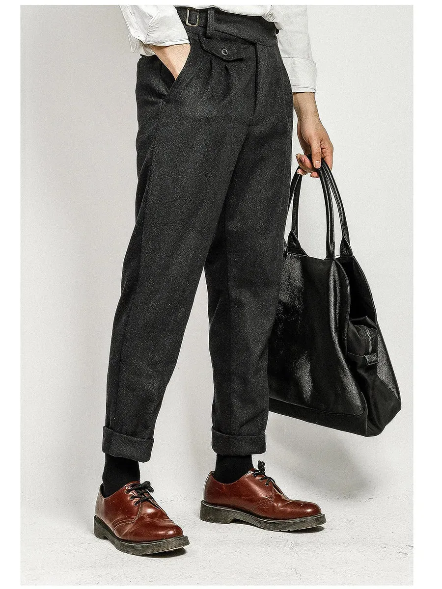 Aidase winter outfits men Autumn And Winter New Korge Men's Merino Wool Slim Pants Gurkha Woolen Thickened Casual Pants 9 Points Plus Size Thick 6XL