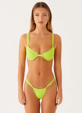 Airlie Scrunch Bikini Bottoms - Sunny Lime Ultra Low Water Absorption Airlie Scrunch Bikini Bottoms - Sunny Lime Anti Fog Lens Coating