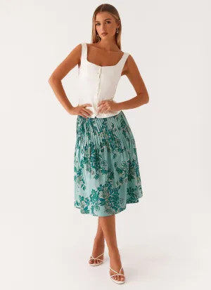 Dreamscape Midi Skirt - Cloud Nine Floral Airy Look