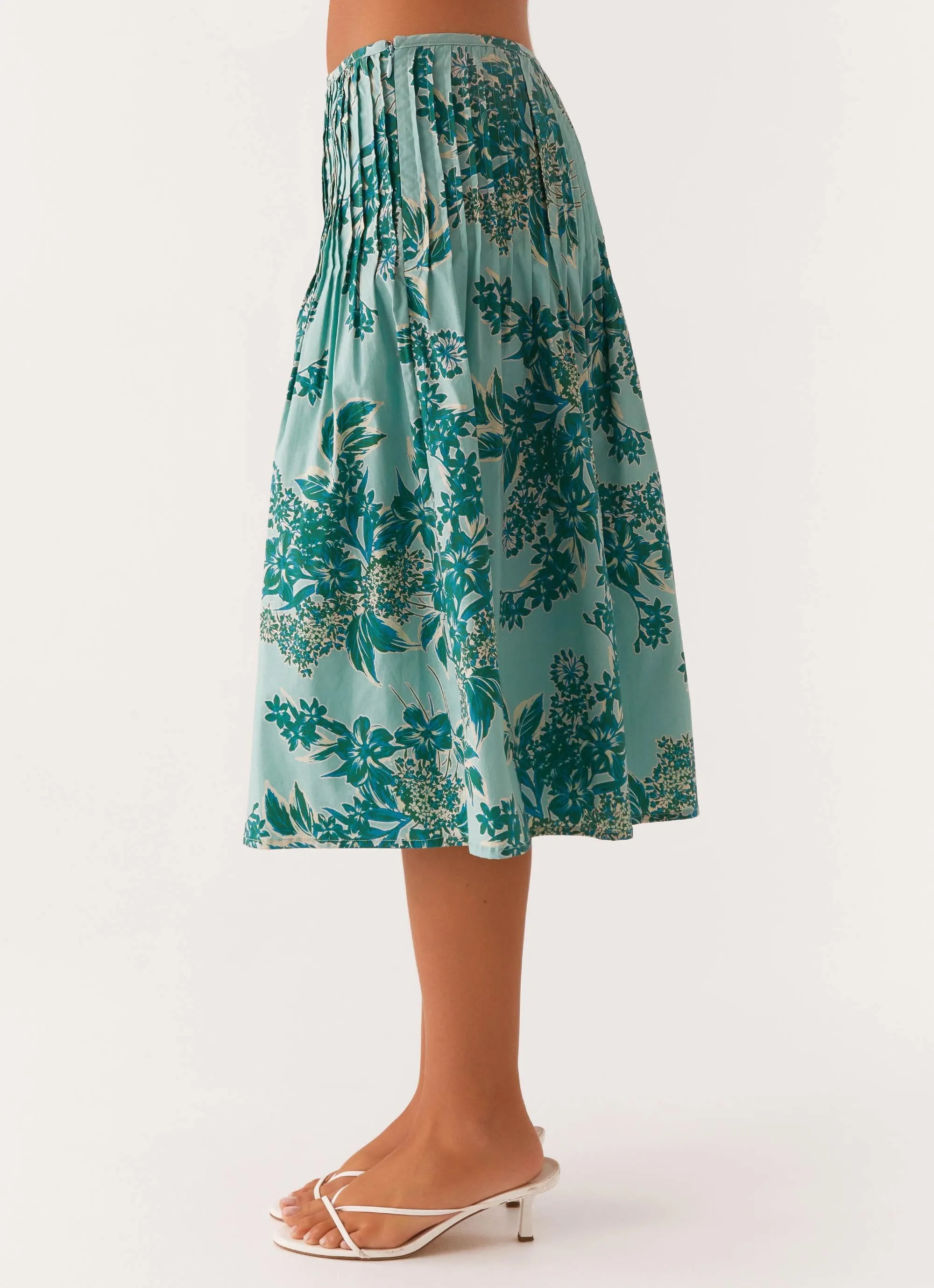 Dreamscape Midi Skirt - Cloud Nine Floral Tiered hem Cruise Attire