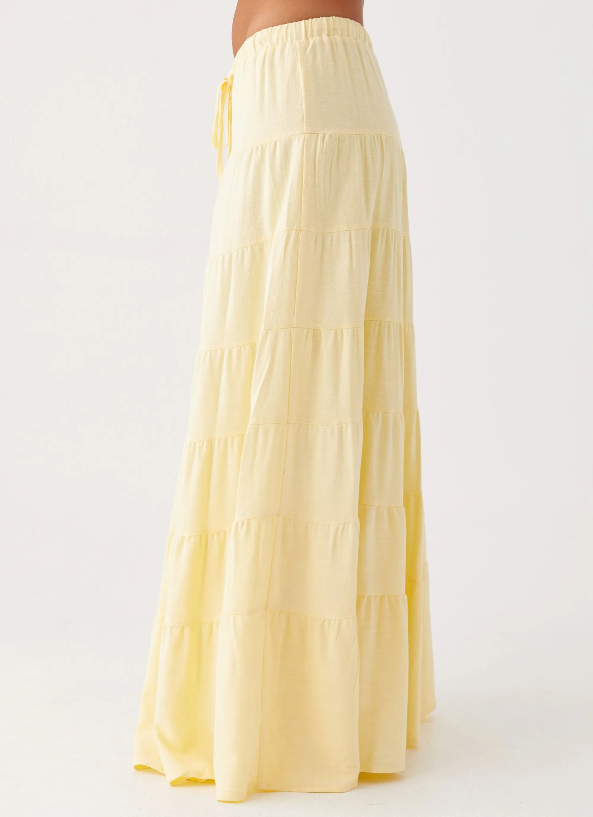 Mariella Linen Maxi Skirt - Yellow Relaxed Vibes Photoshoot Ready