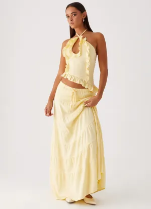 Airy Draping Mariella Linen Maxi Skirt - Yellow Mariella Linen Maxi Skirt - Yellow Fresh Look