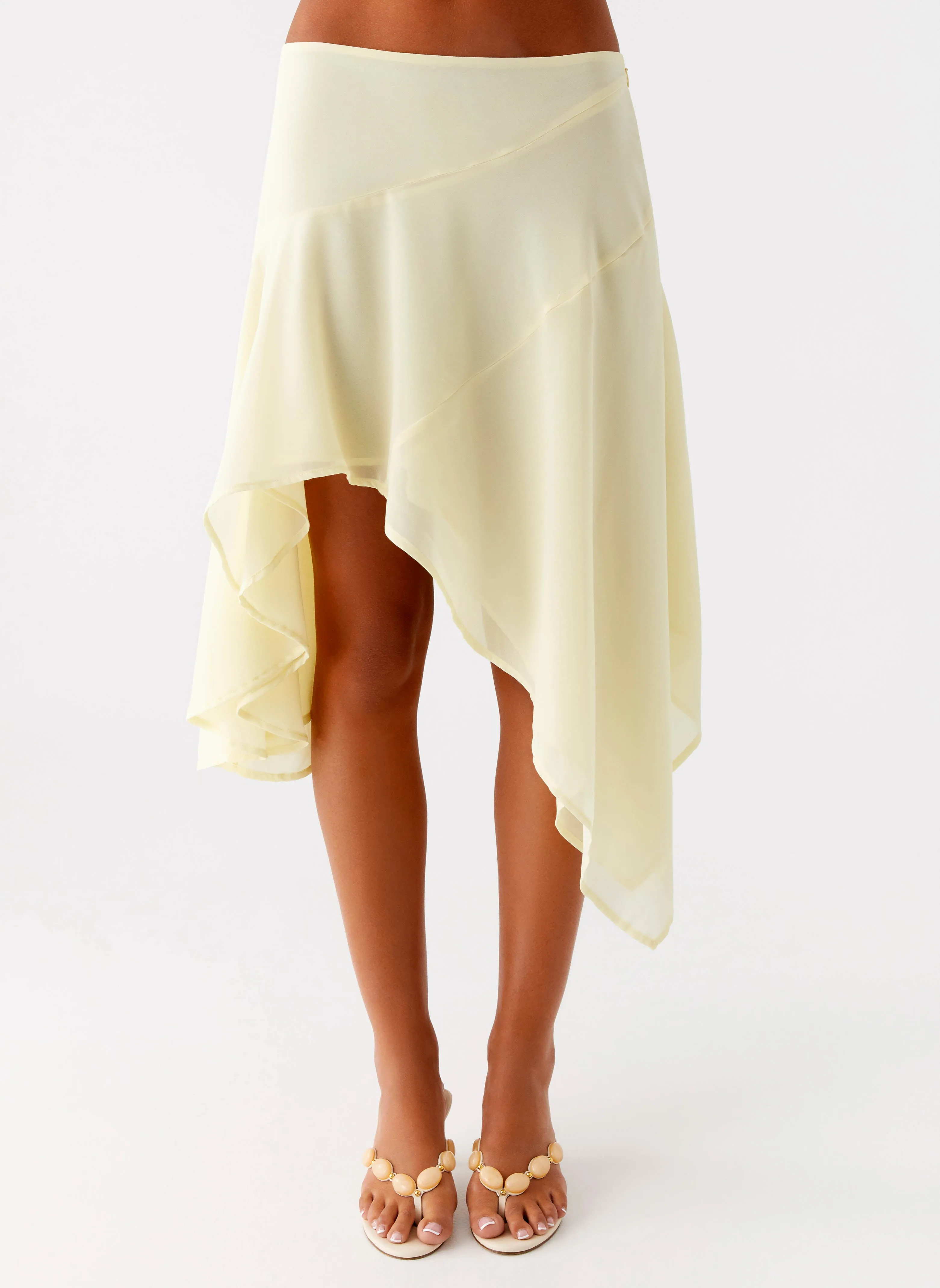 Kia Low Rise Asymmetrical Midi Skirt - Yellow Outfit Moodset Vibe Ready