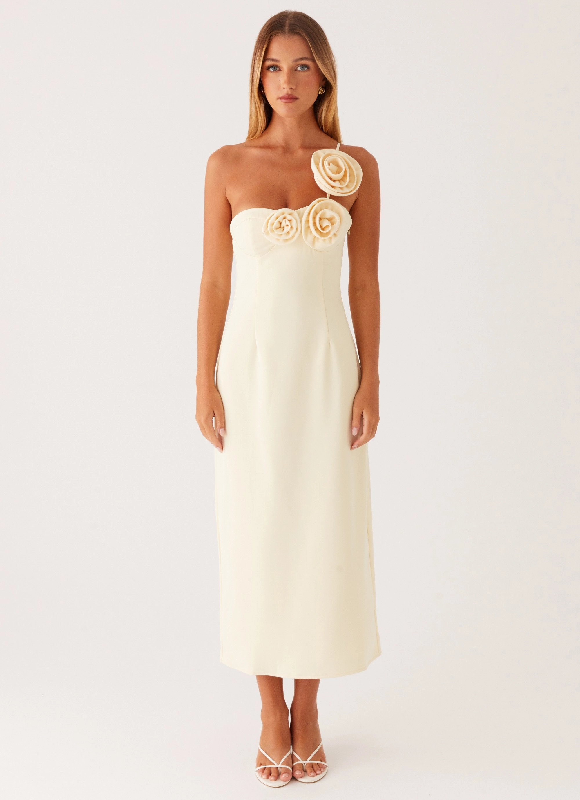 Sweetpea Midi Dress - Yellow Elegant Outline