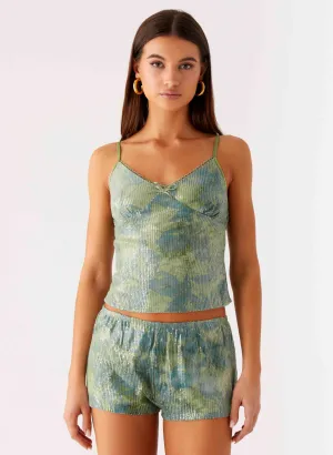 Ajean Sequin Cami Top - Lime Blood AbrasionResistant Fabric Ajean Sequin Cami Top - Lime Blood CroppedLength