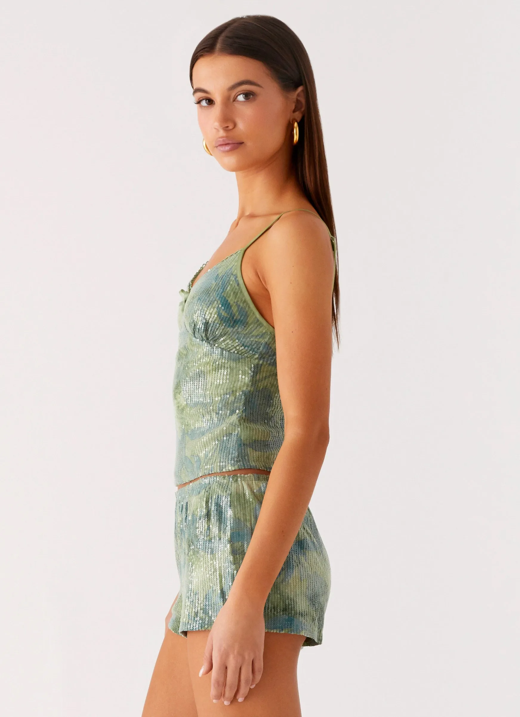 Easycare elegant design Ajean Sequin Cami Top - Lime Blood