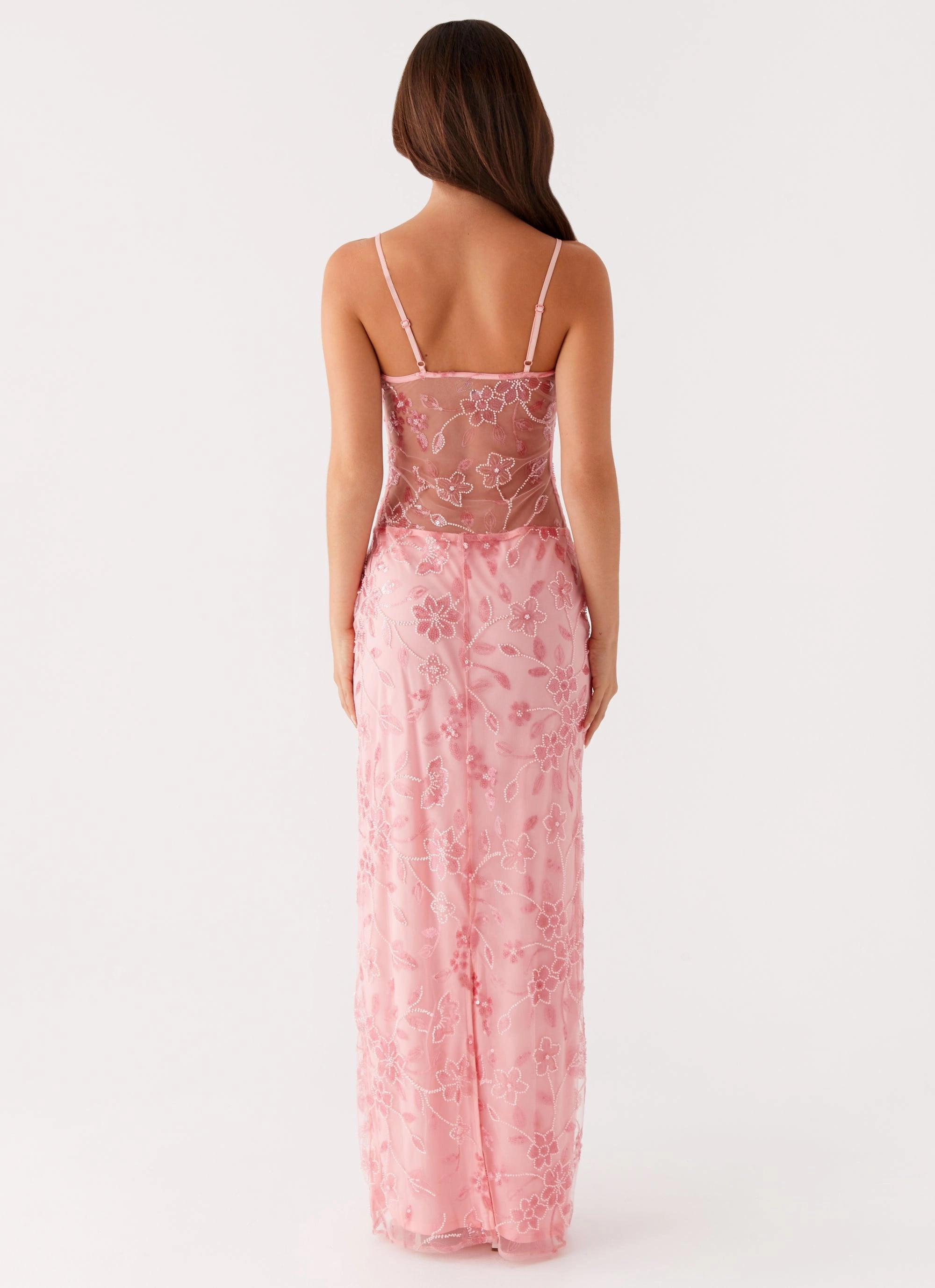Timeless Wearable Akira Beaded Maxi Dress - Pink Orange