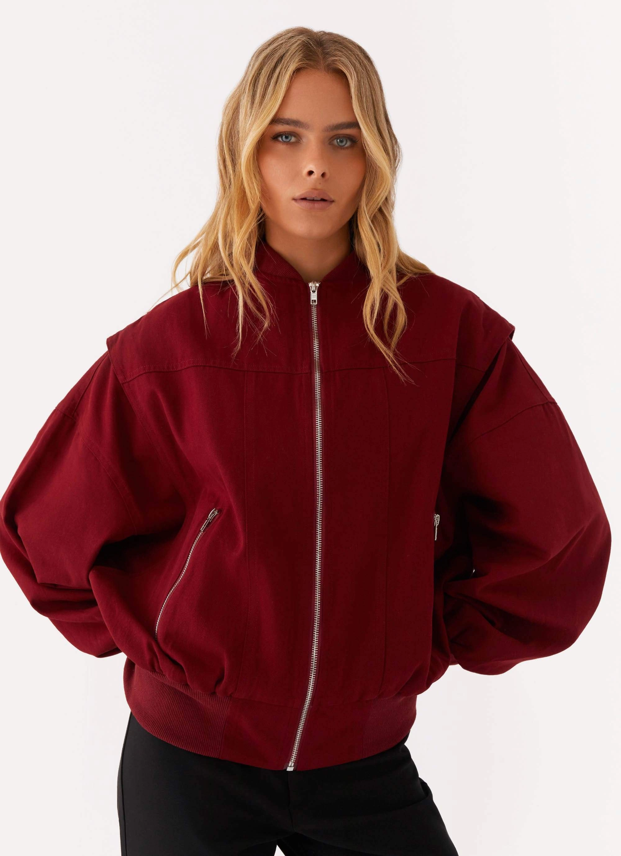 WindResistant Coating Alabama Bomber Jacket - Red