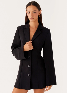 Soft Feel Albi Fitted Blazer Mini Dress - Black