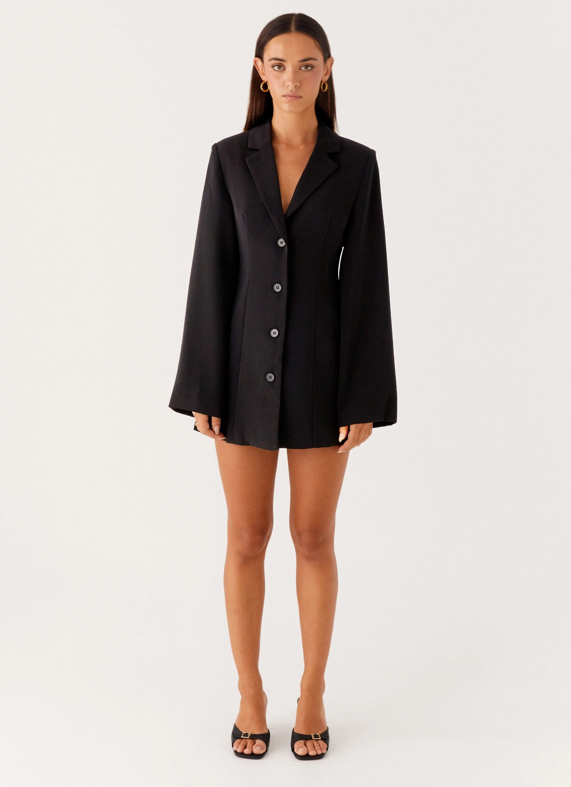 Albi Fitted Blazer Mini Dress - Black spring outfit Sheer Panel