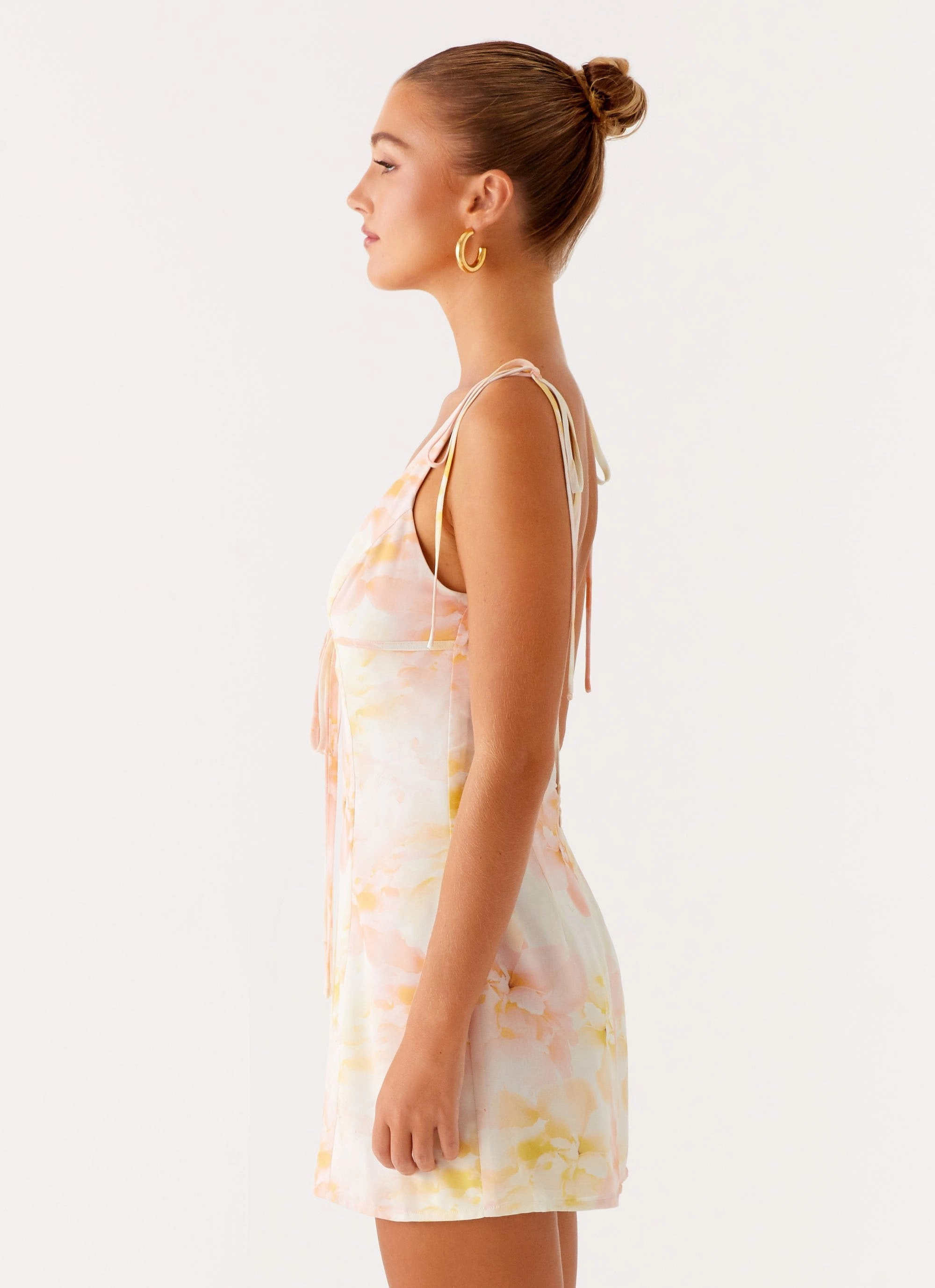 Alden Mini Dress - Floral Print Feminine off-the-shoulder gown spring fashion