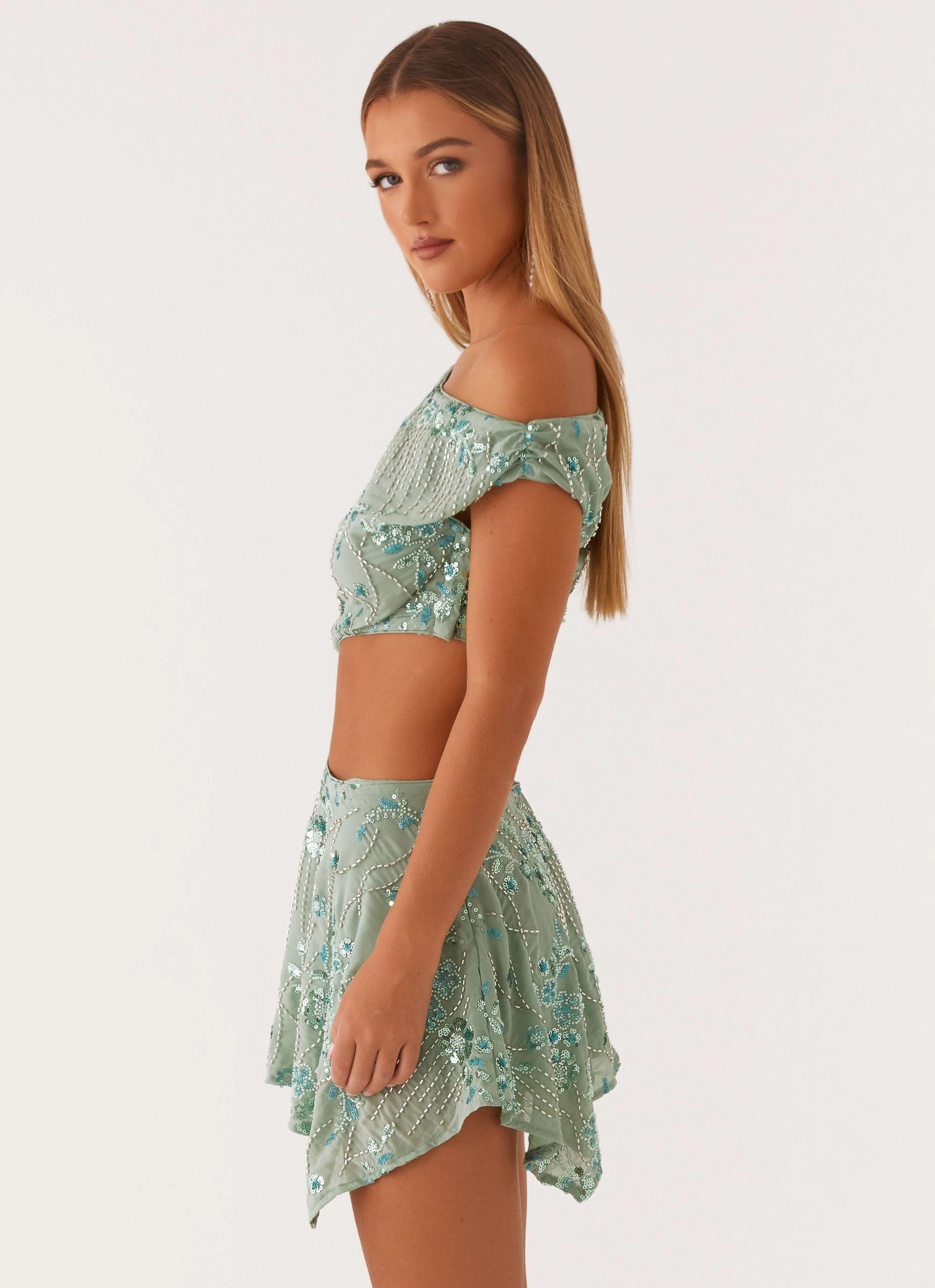 Aletta Sequin Mini Dress - Mint single wear