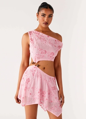 Aletta Sequin Mini Dress - Pink Emerald Green Aletta Sequin Mini Dress - Pink Nature Bloom Work Look