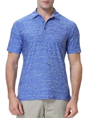Alex Vando Mens Golf Shirt Moisture Wicking Quick-Dry Short Sleeve Casual Polo Shirts for Men,Blue,XL