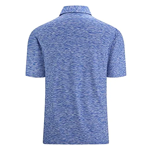 Alex Vando Mens Golf Shirt Moisture Wicking Quick-Dry Short Sleeve Casual Polo Shirts for Men,Blue,XL