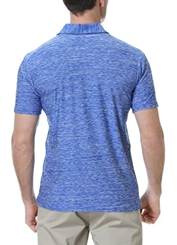 Alex Vando Mens Golf Shirt Moisture Wicking Quick-Dry Short Sleeve Casual Polo Shirts for Men,Blue,XL