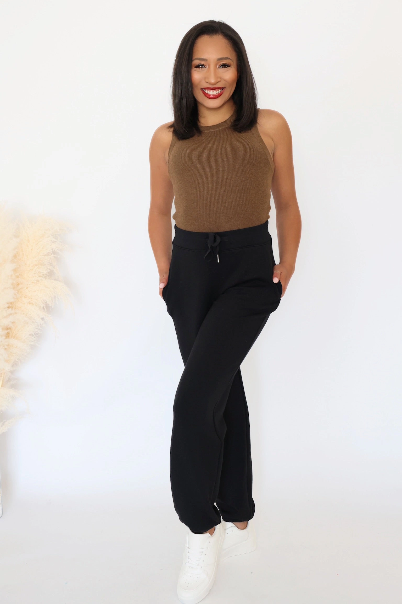 ReflectiveTrim Alexis Knit Tank - Brown (FINAL SALE)