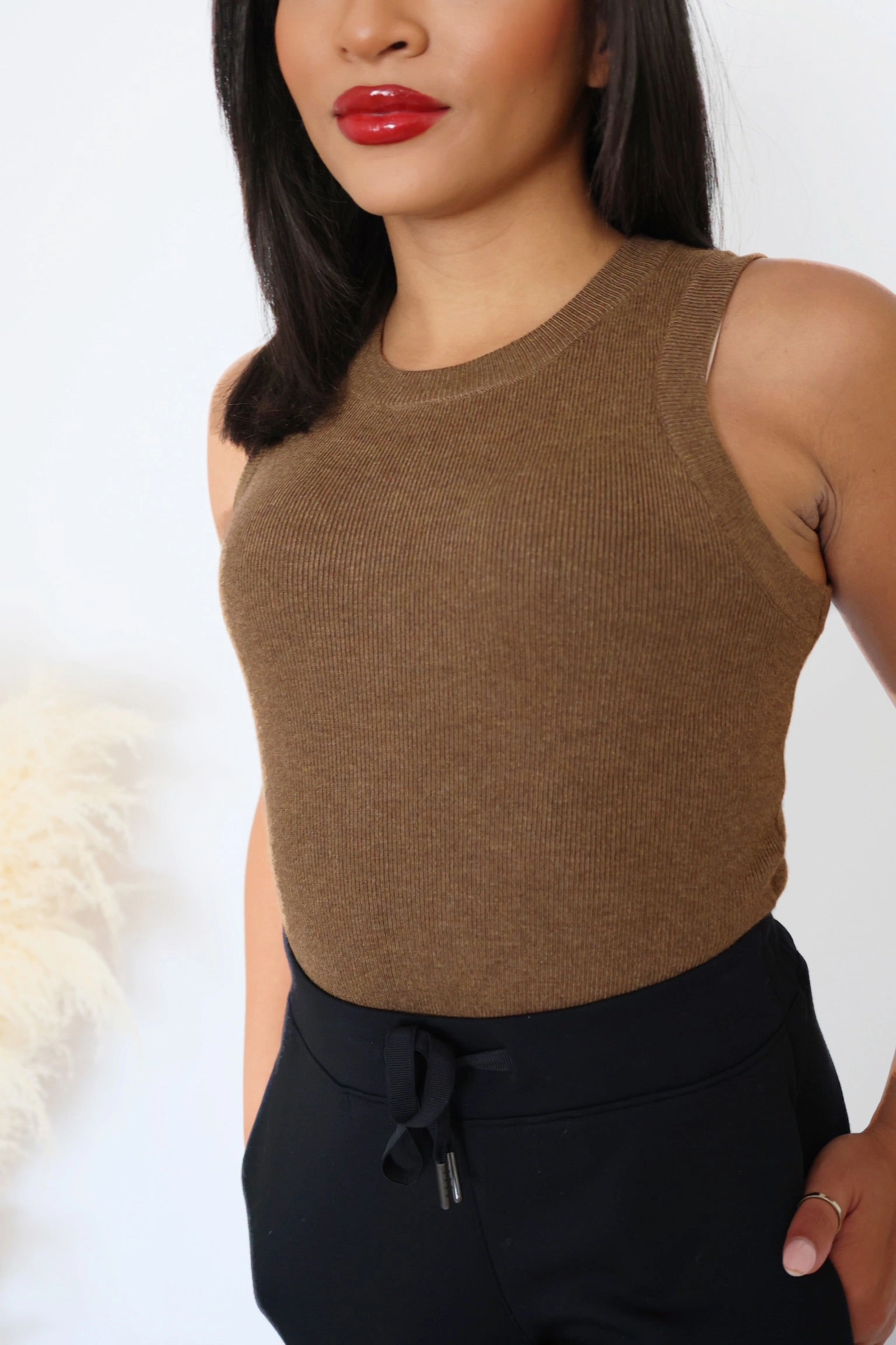 Bluesign Approved Material RelaxedSilhouette Alexis Knit Tank - Brown (FINAL SALE)