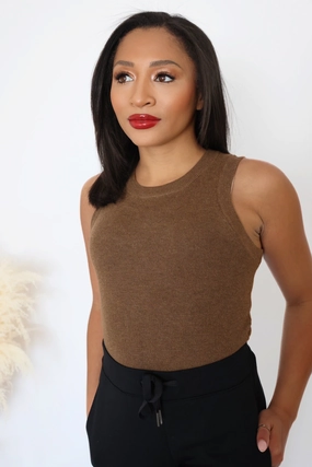 Alexis Knit Tank - Brown (FINAL SALE) Weightless Packable Fabric Alexis Knit Tank - Brown (FINAL SALE) Trendy Shirt