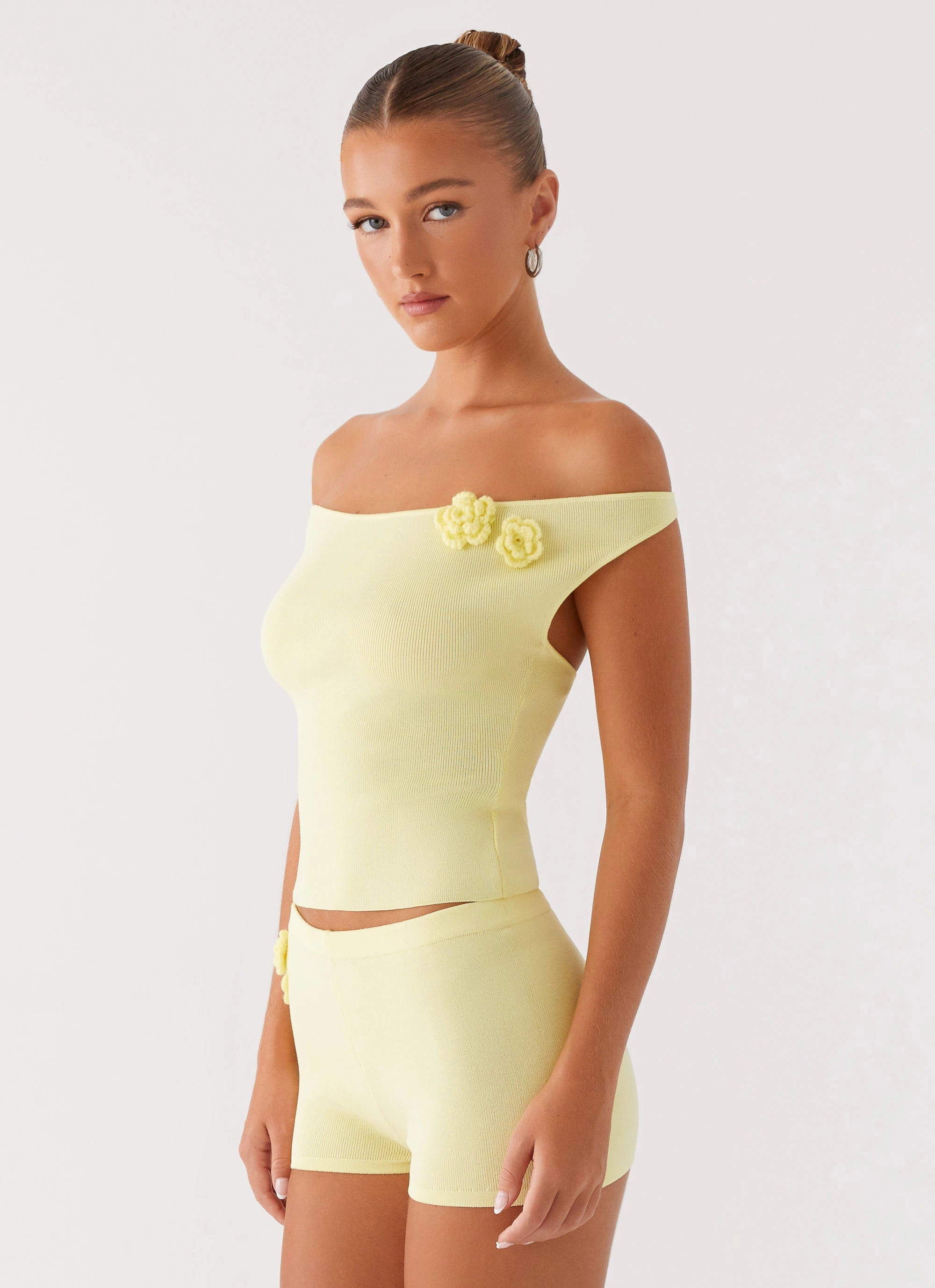 Lightweight Weave Formal top Aliah Knit Top - Yellow