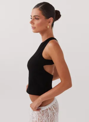 Alice Cut Out Tank Top - Black breathable materials Alice Cut Out Tank Top - Black YarnDye Technique