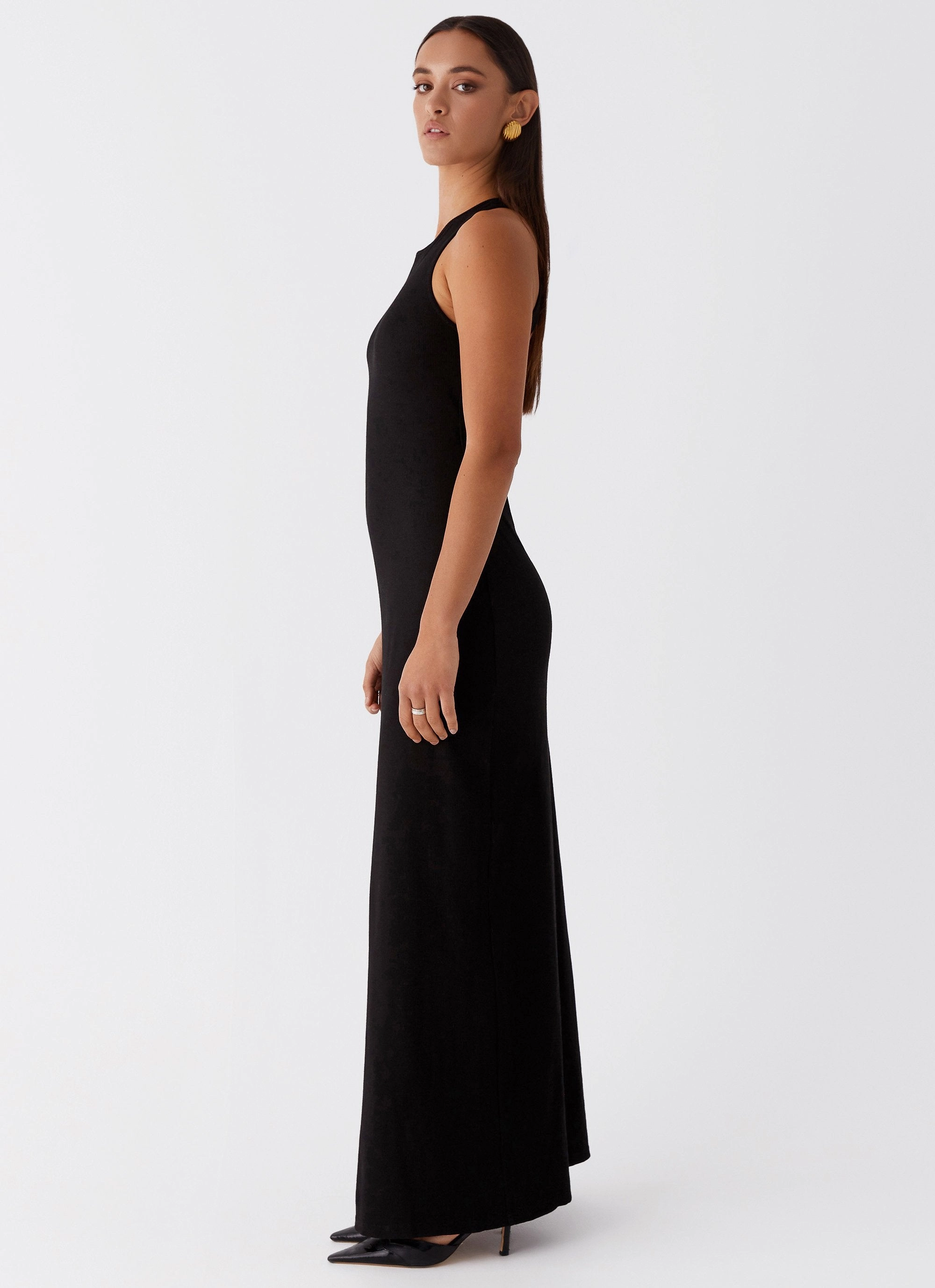 Printed-Lining Alice Cut Out Maxi Dress - Black