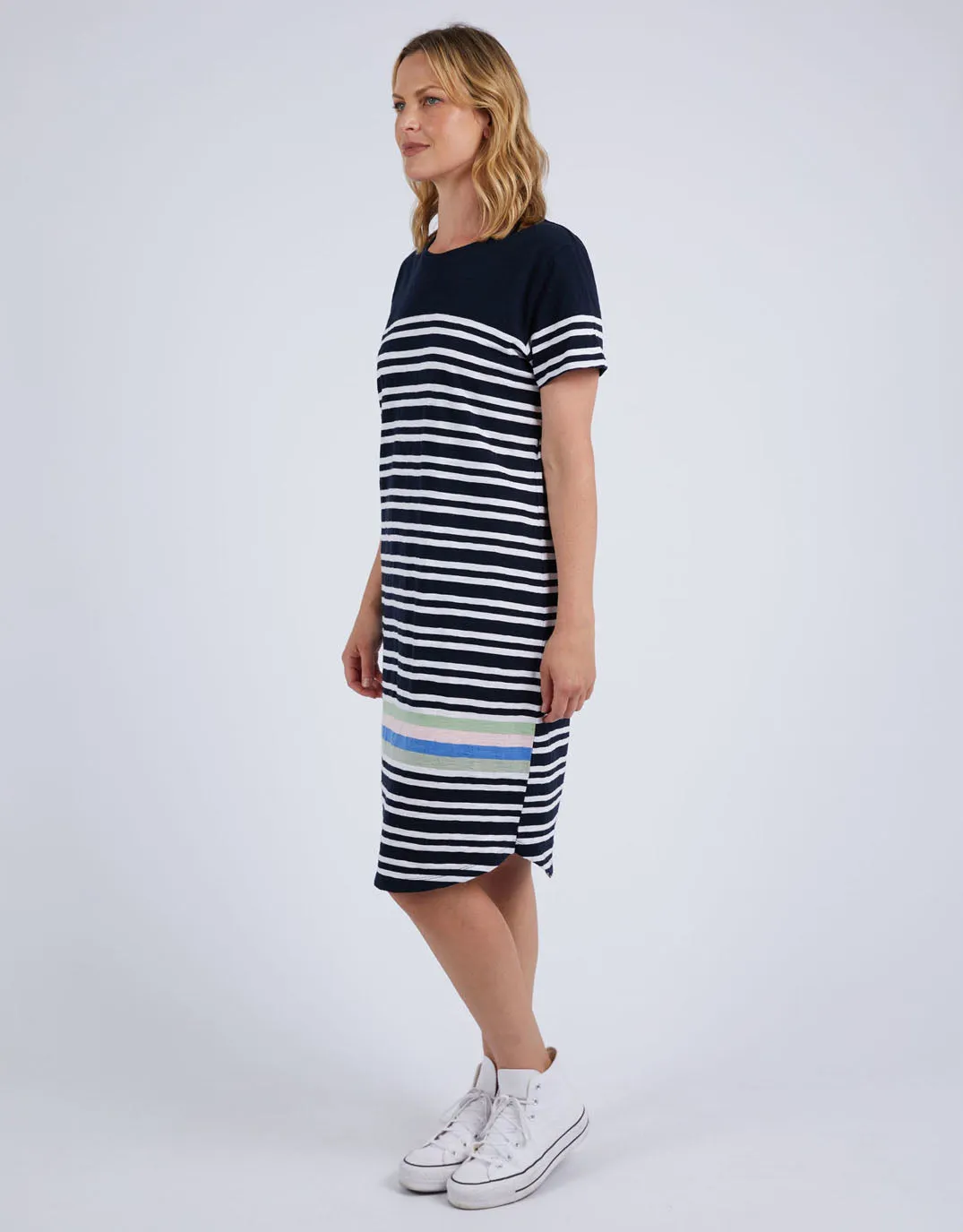 Aligner Tee Dress - Navy/White Stripe
