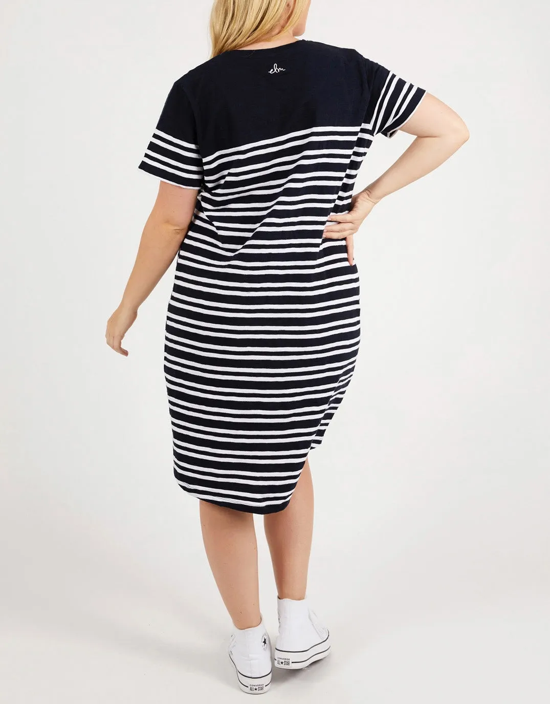 Aligner Tee Dress - Navy/White Stripe