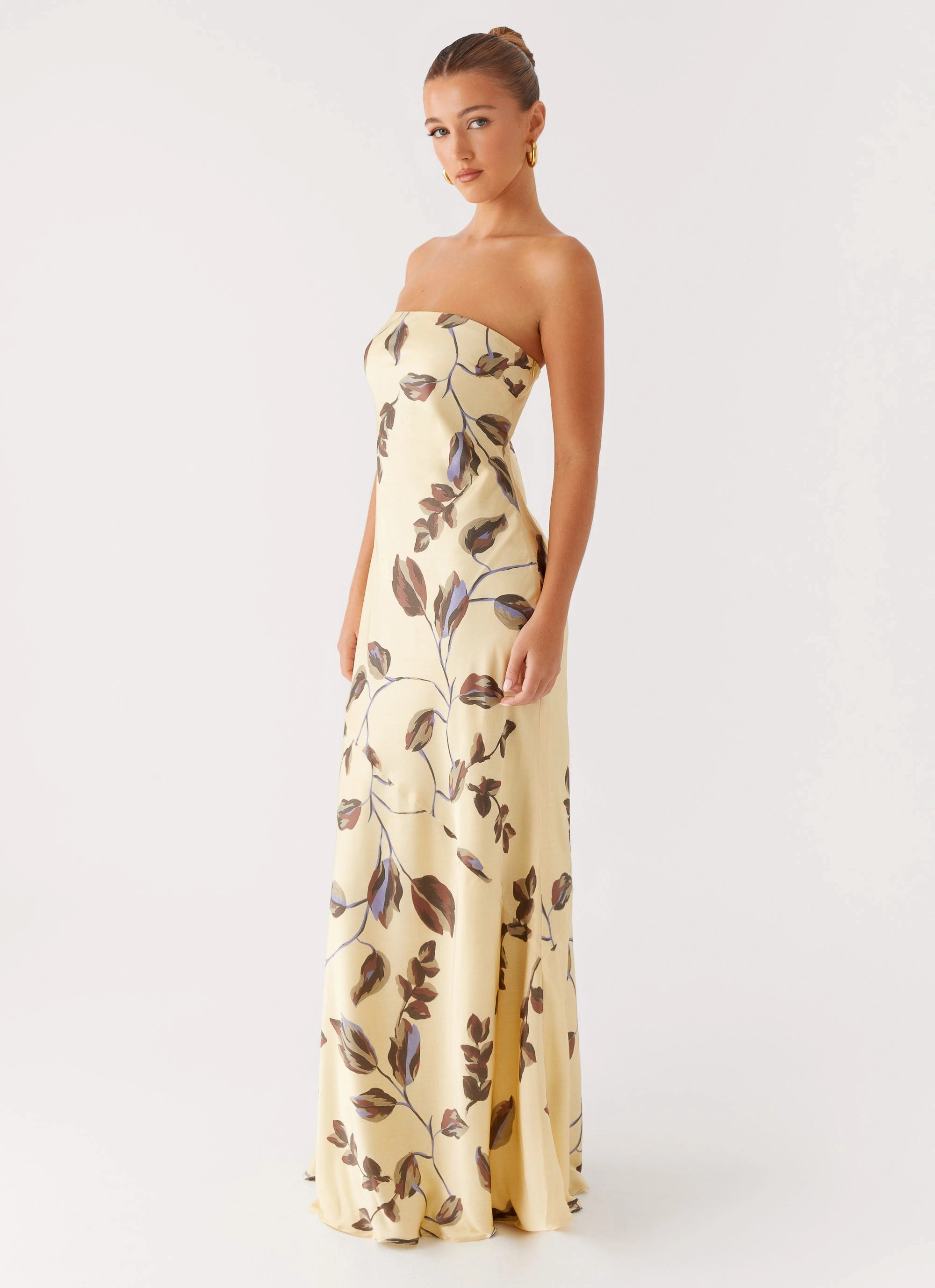 Silk-Blend Evening Classic Alisa Strapless Maxi Dress - Buttercream Bliss