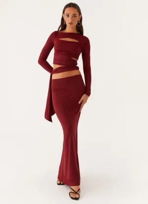 Alix Maxi Skirt - Mulberry Outfit Shot