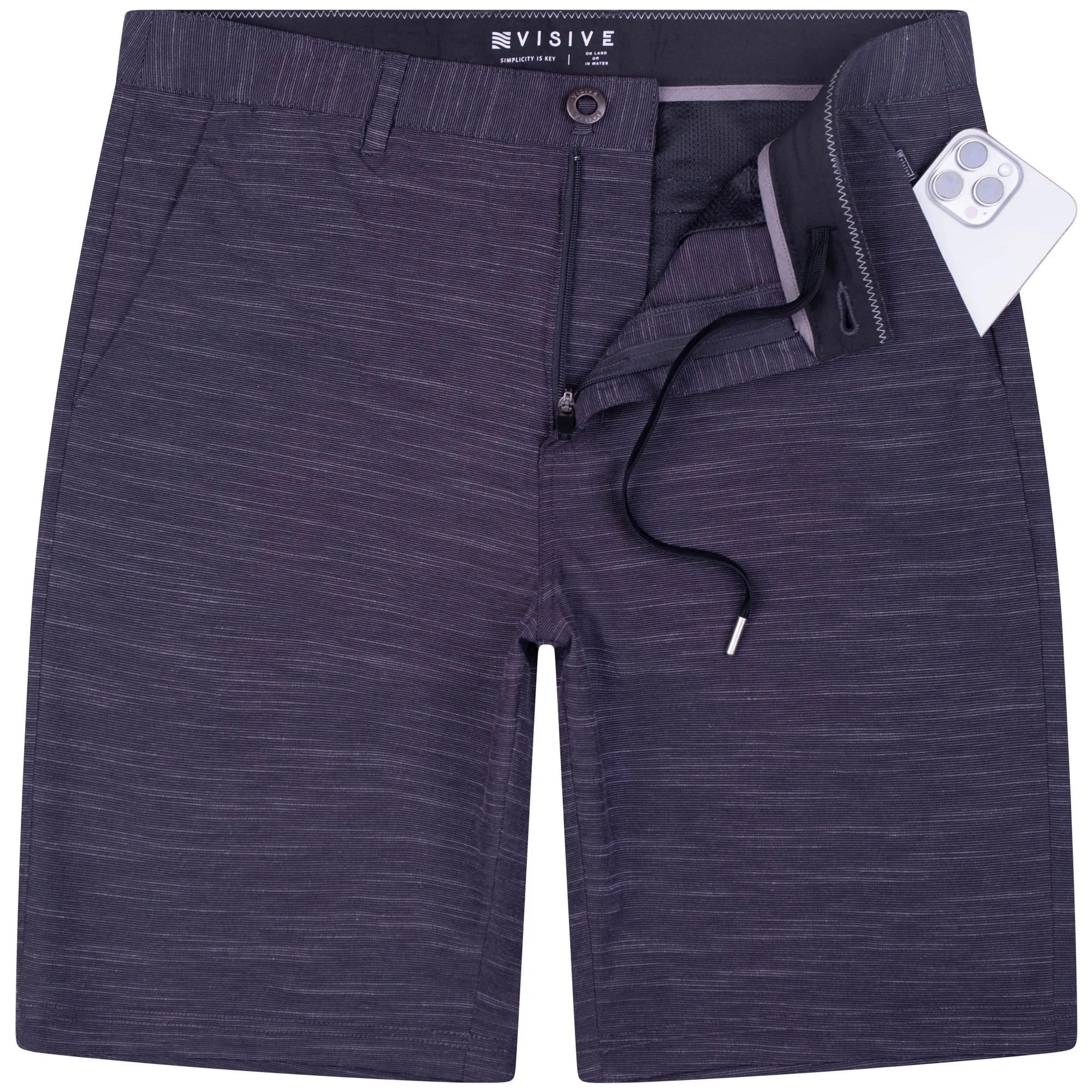 All In One Mens Hybrid Shorts - Slub Silver