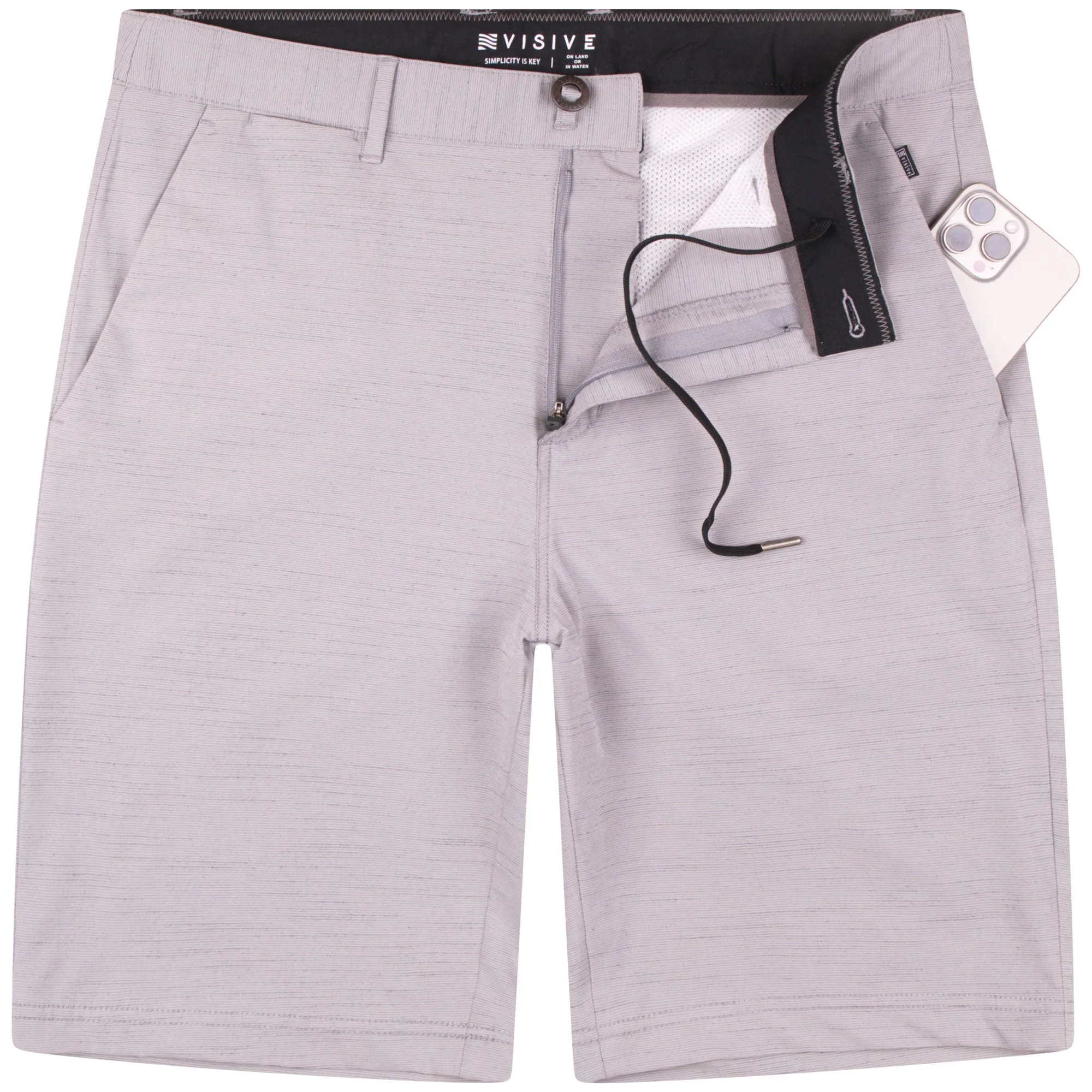 All In One Mens Hybrid Shorts - Slub Silver