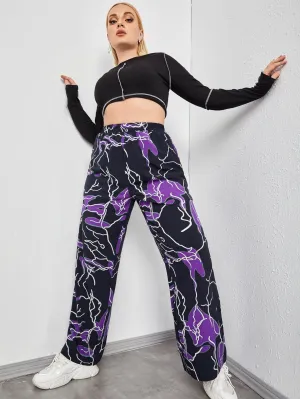 All Over Print Long Plus Size Pants