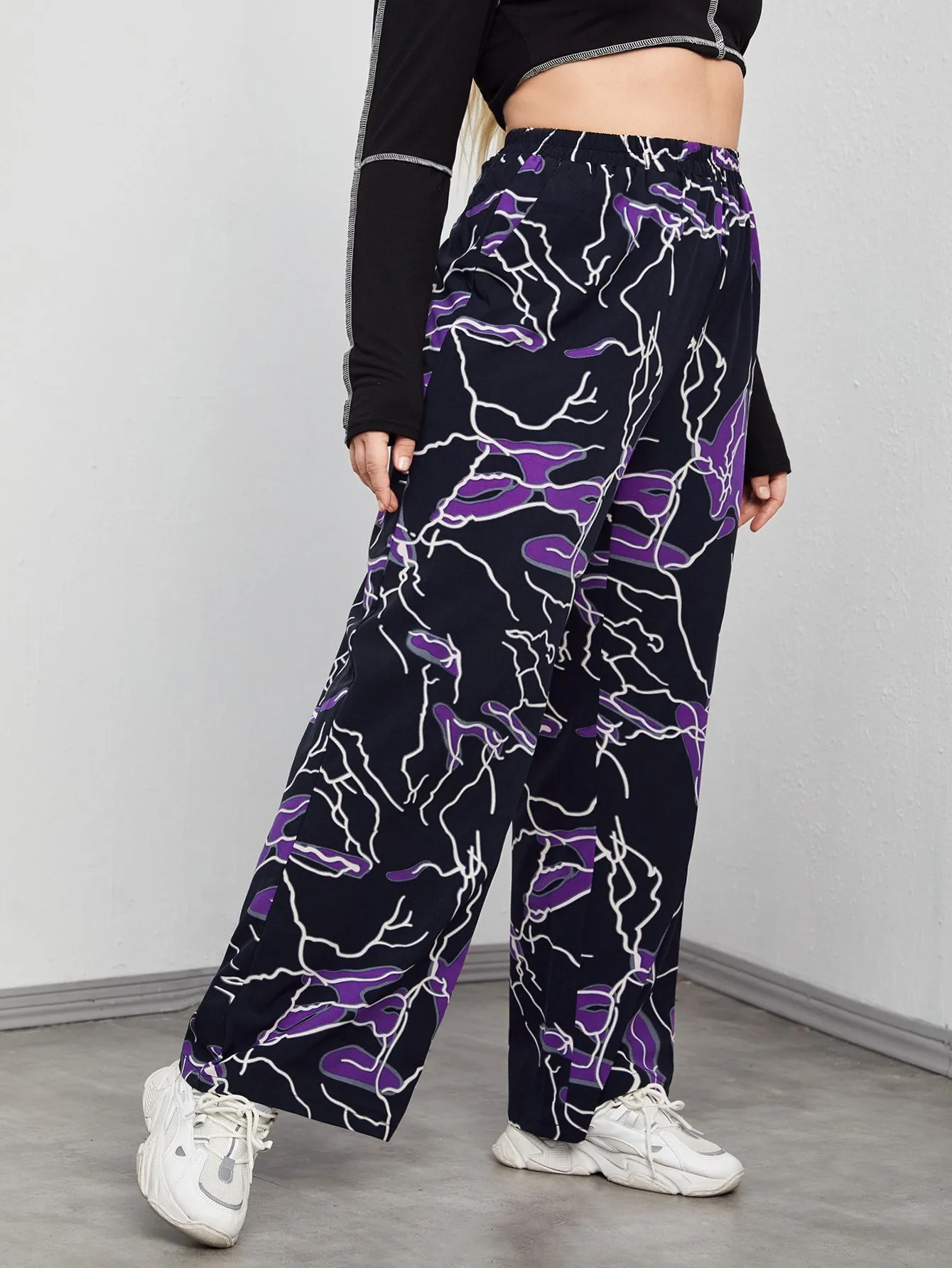 All Over Print Long Plus Size Pants