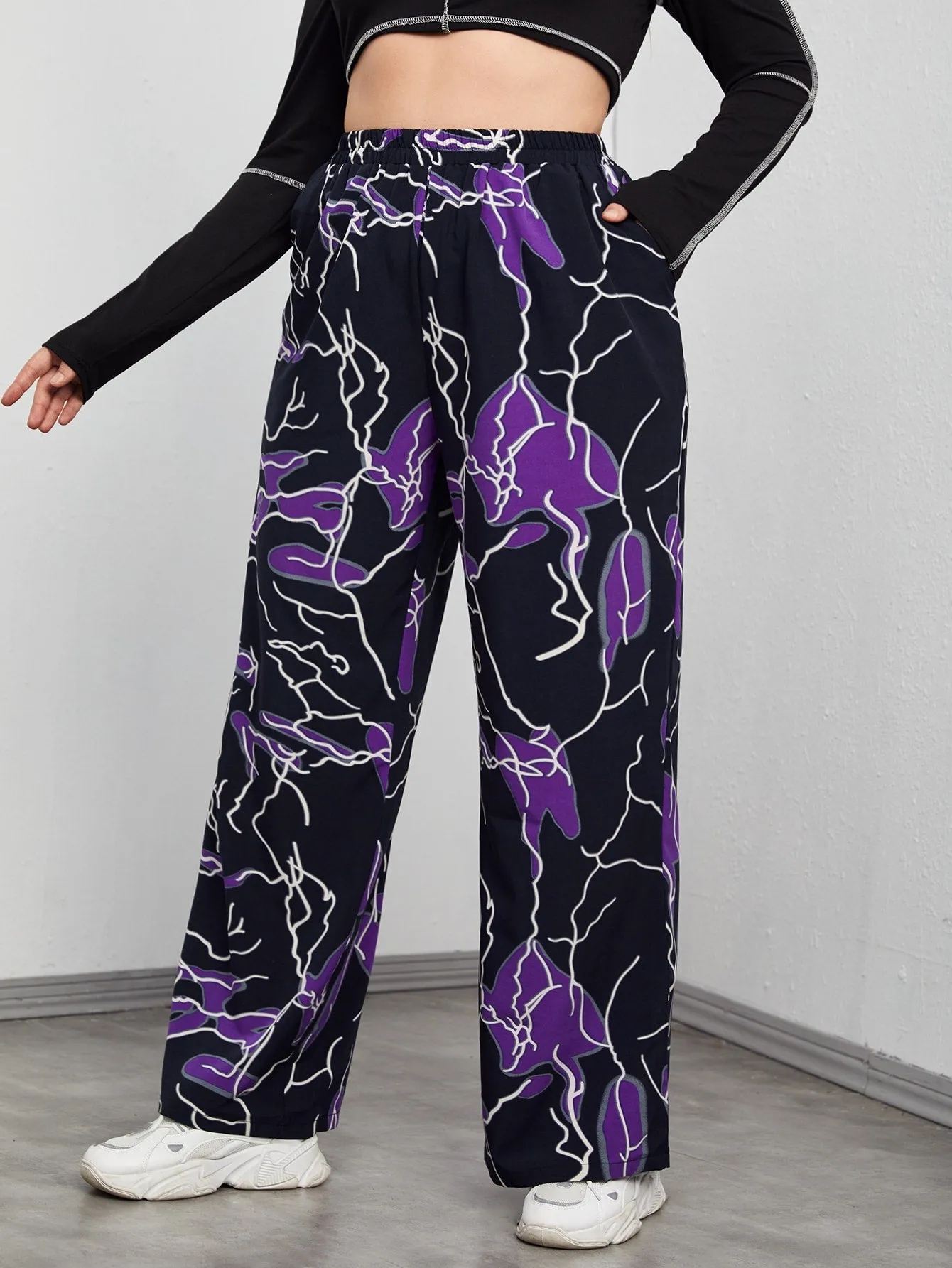 All Over Print Long Plus Size Pants