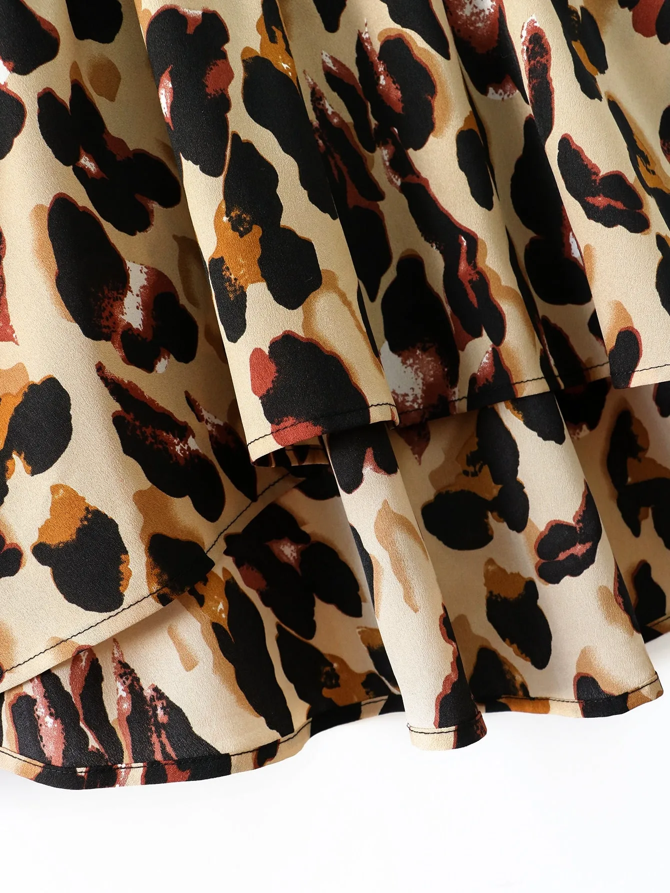 All Over Print Wrap Short Sleeve V Neck Flared Regular Plus Size Blouse
