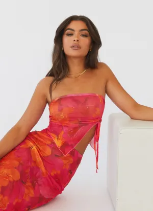 MultiPocket Configuration Rooftop Party Mesh Tube Top - Floral Sun