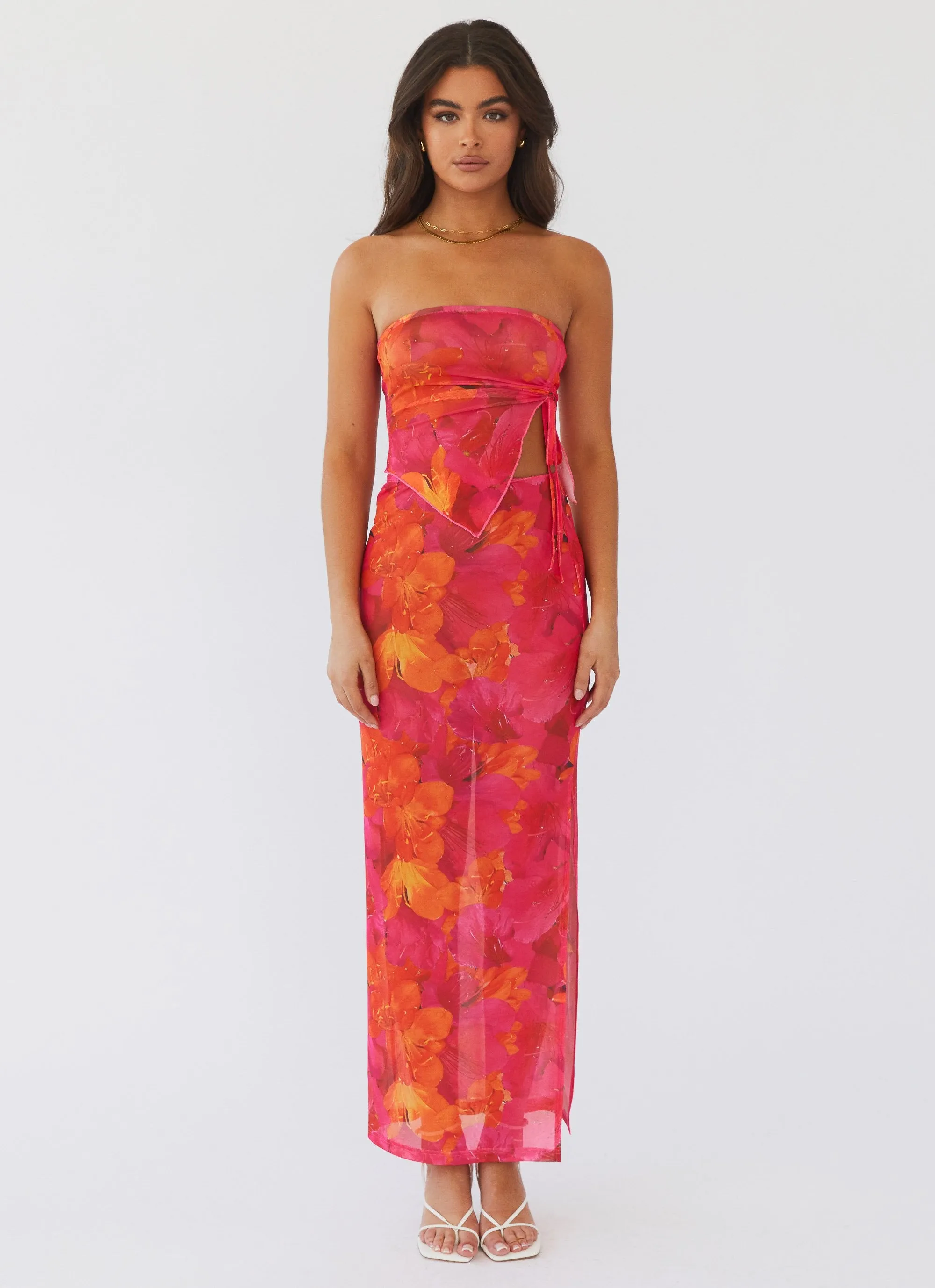 Rooftop Party Mesh Tube Top - Floral Sun UVProtectionCoating