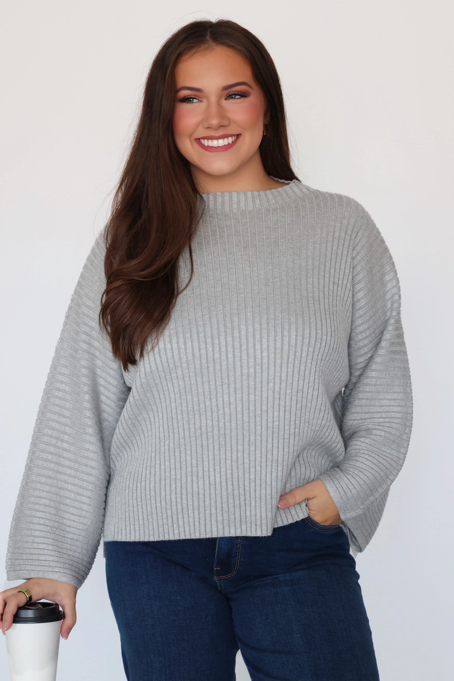 All Day Ribbed Top (FINAL SALE) WindproofBarrierTechnology Two Tone Texture Effect