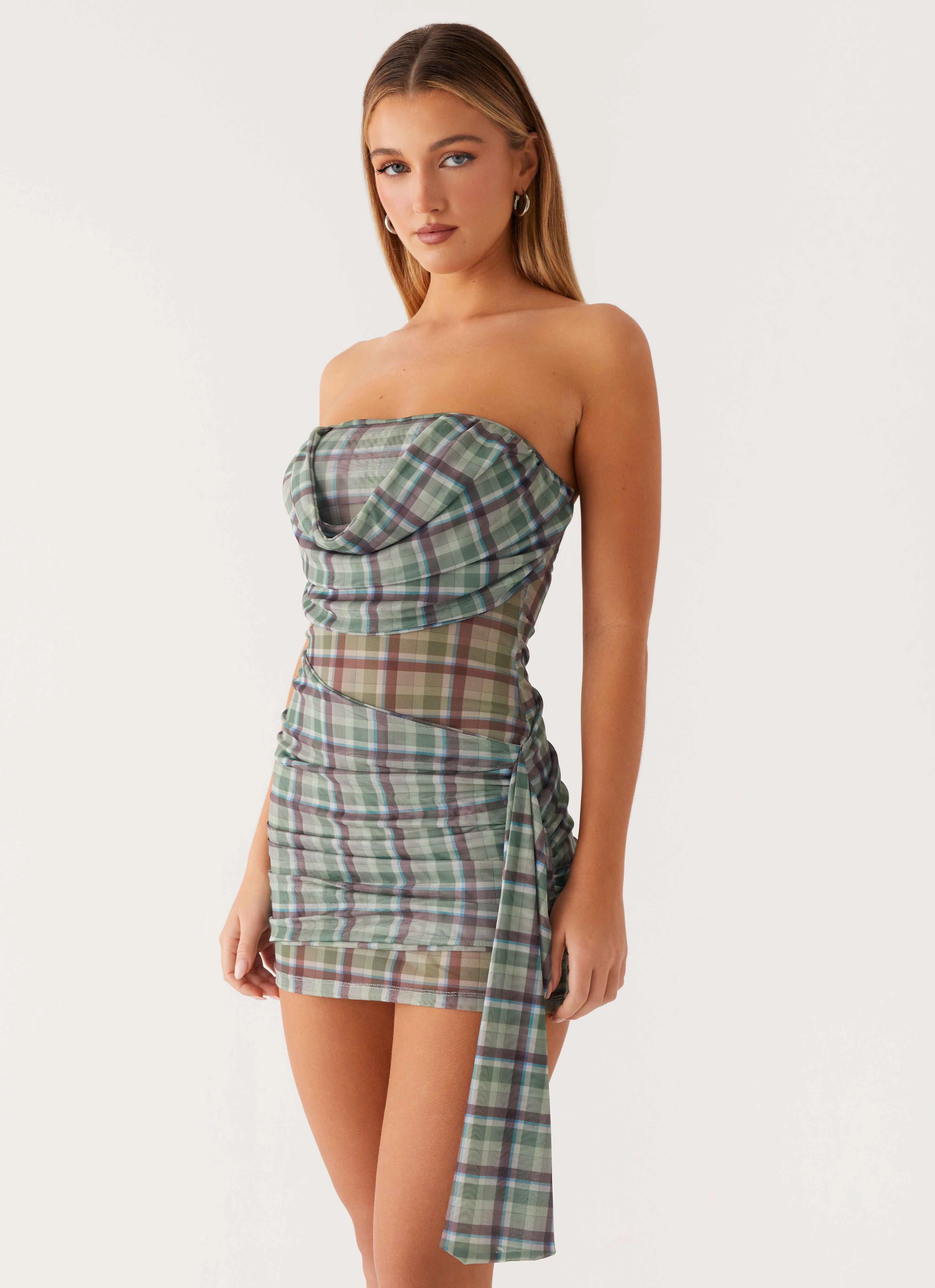 Seren Mini Dress - Cedar Check windproof