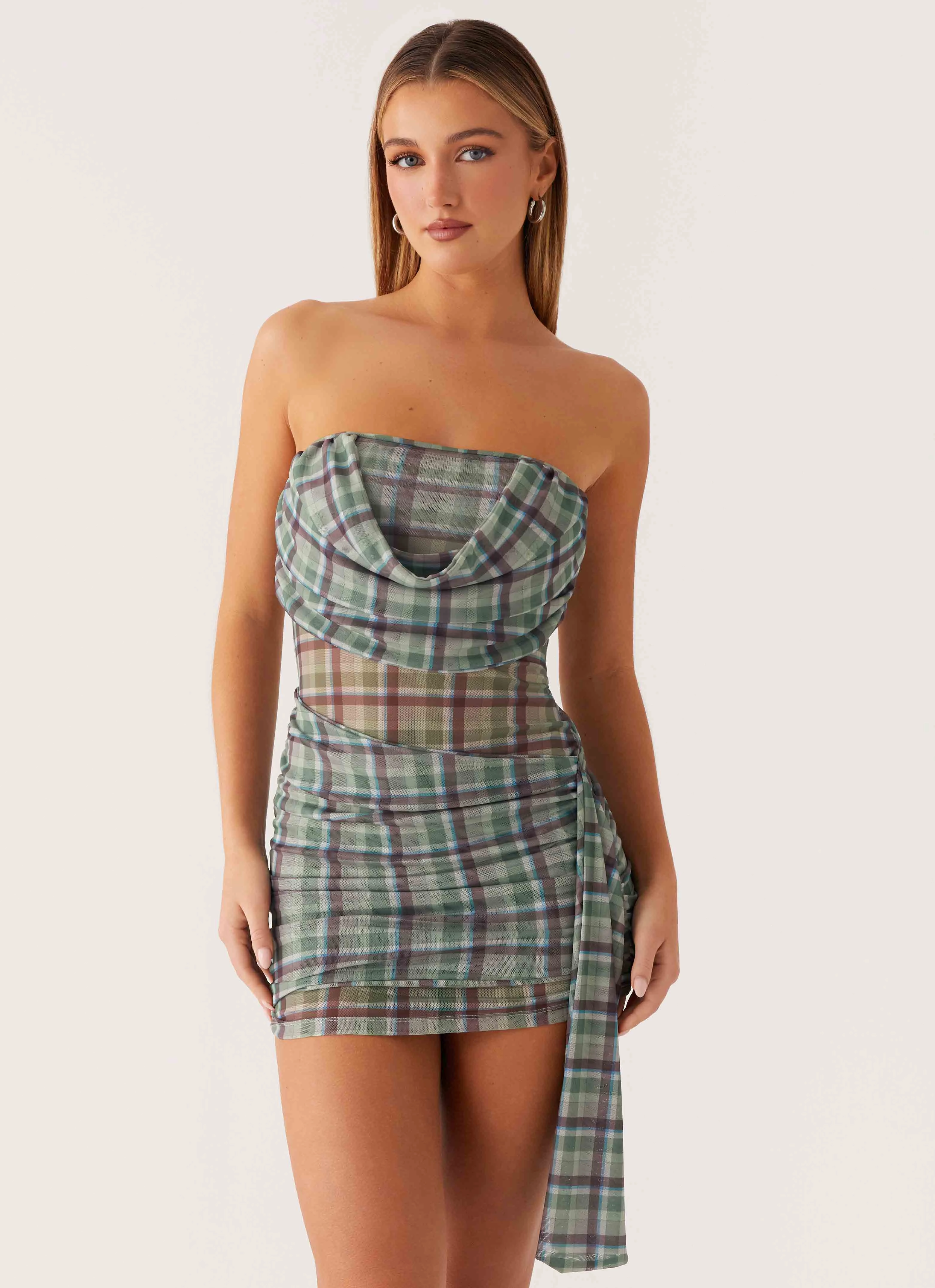 Polite Vibe Seren Mini Dress - Cedar Check