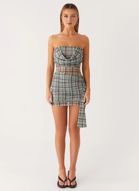 All-Day Wear Seren Mini Dress - Cedar Check Breathable Layering Office Smart Seren Mini Dress - Cedar Check