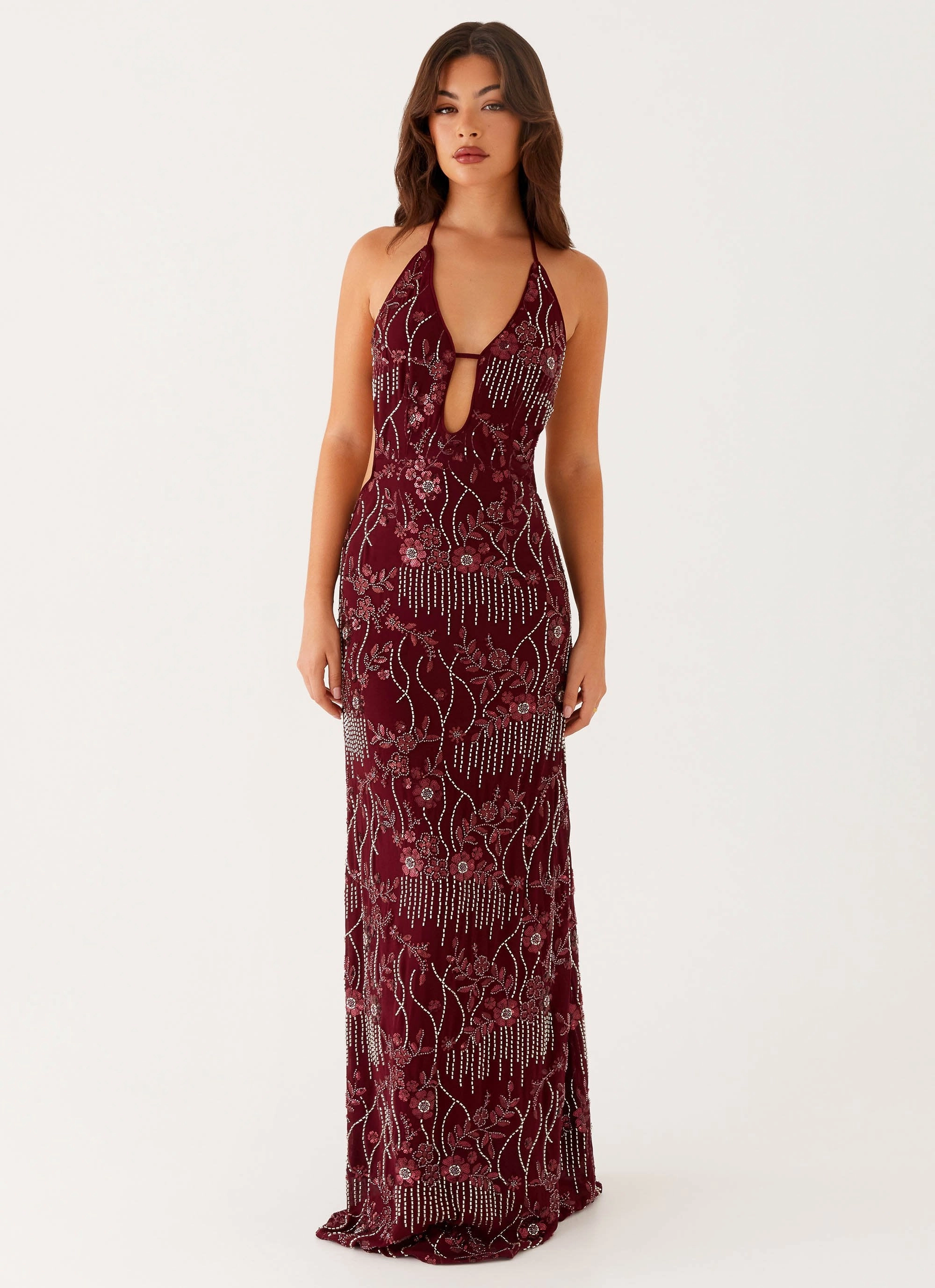 All For Love Maxi Dress - Burgundy Sophisticated Layers