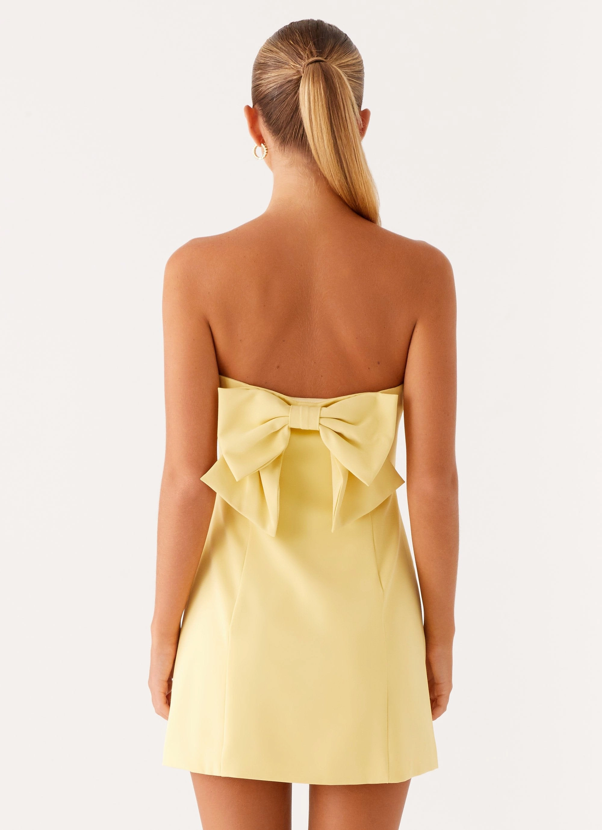 Honey Bow Mini Dress - Yellow elegant design
