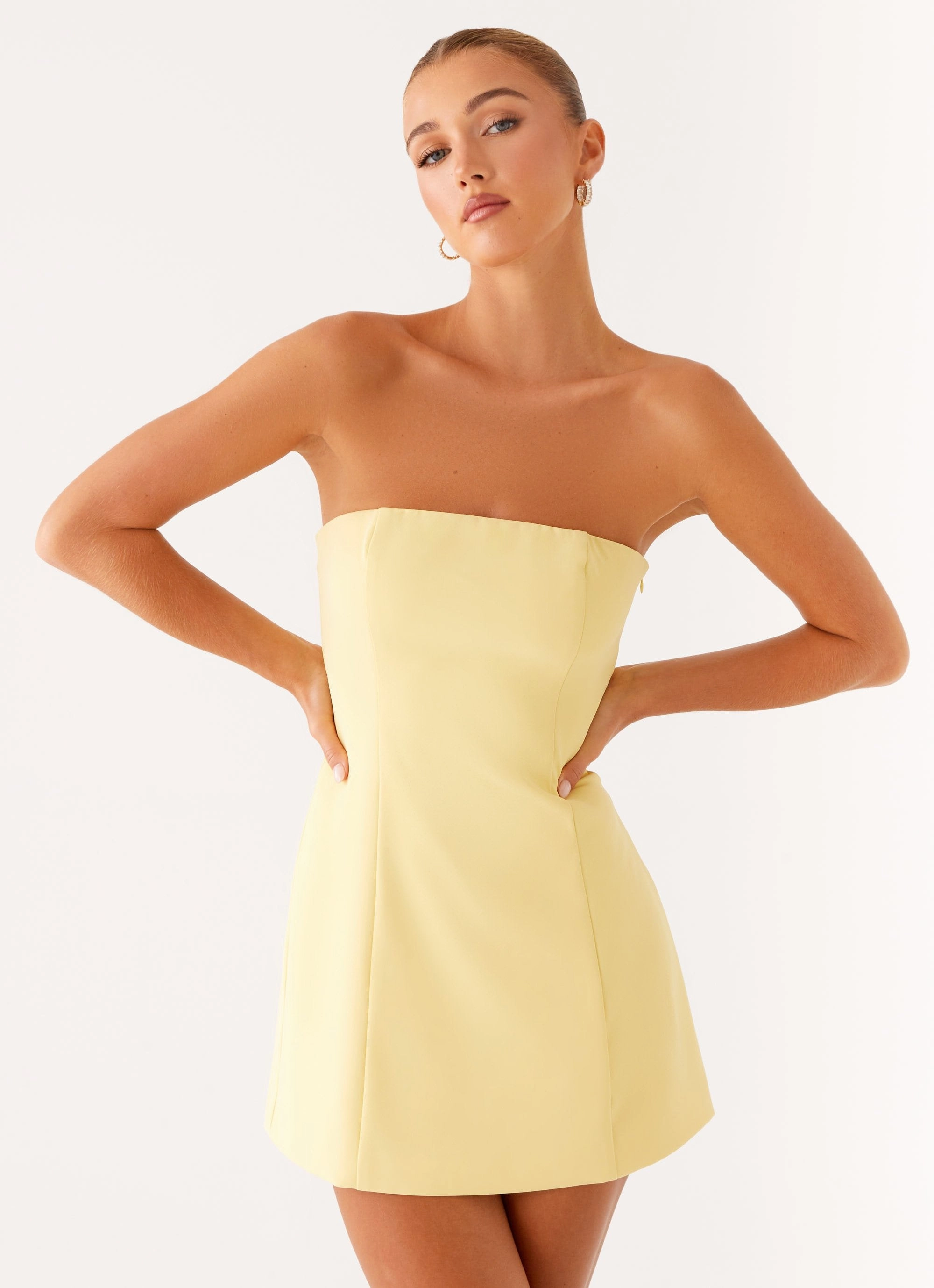 Honey Bow Mini Dress - Yellow City Layers