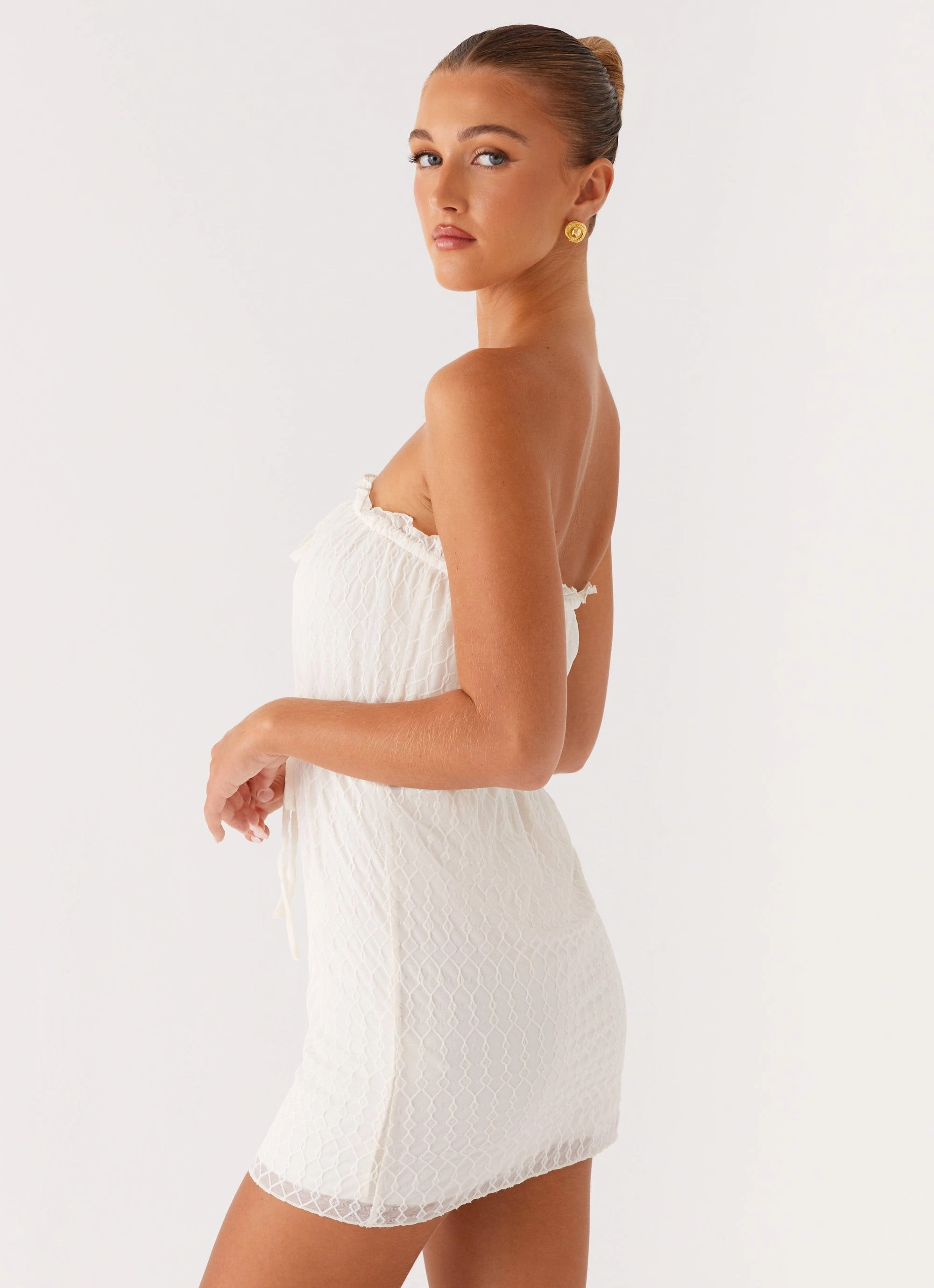 Alina Mini Dress - Ivory Sleek Silhouette Pretty Glow